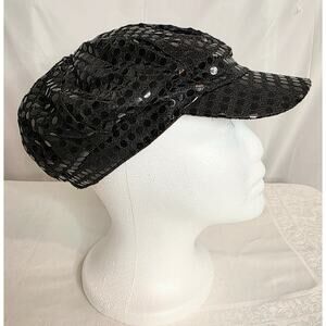 ABG Accessories Sequin Cap Ladies/Junior Black Retro Y2K Streetcore Newsboy Cap